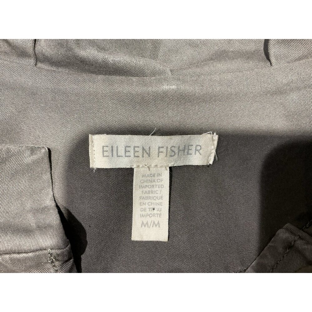 Eileen Fisher Jacket Medium Utility Ruffle Collar Button Up Cinch Waist - Picture 7 of 8